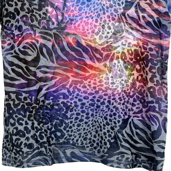 Toppy-T Animal Print Tropical Sunset T-Shirt Sz XX-Large Multicolor Lightweight - Picture 7 of 9